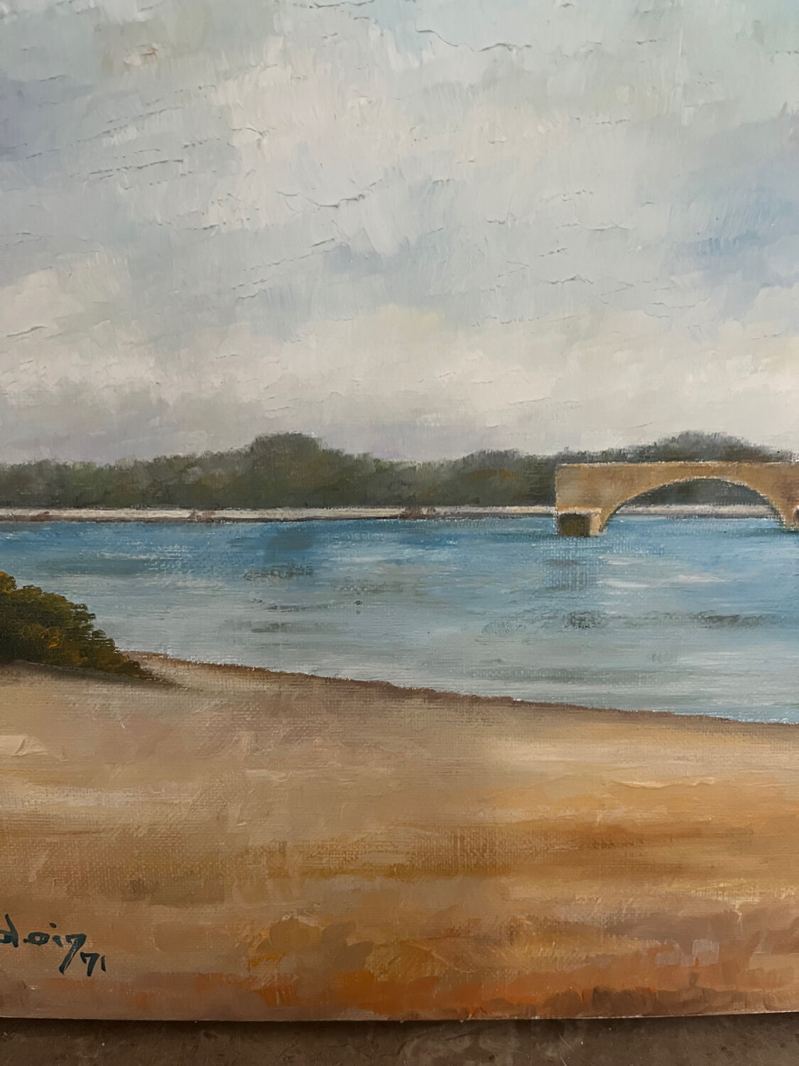 The Avignon Bridge, signed L. Baudoin, 1971