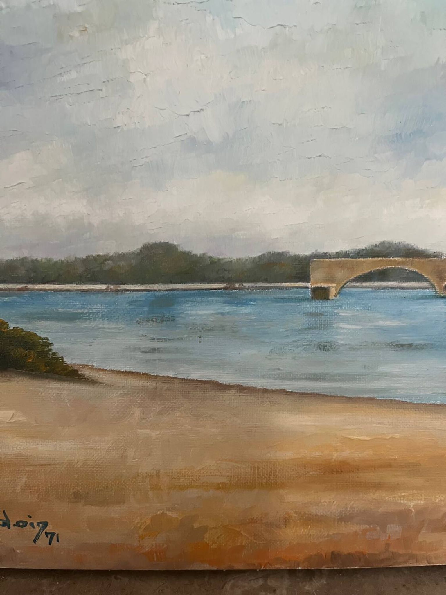 The Avignon Bridge, signed L. Baudoin, 1971
