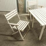 Garden furniture table and 4 armchairs 60's in its juice