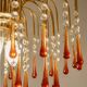 Vintage chandelier with amber pendants, Murano style.
