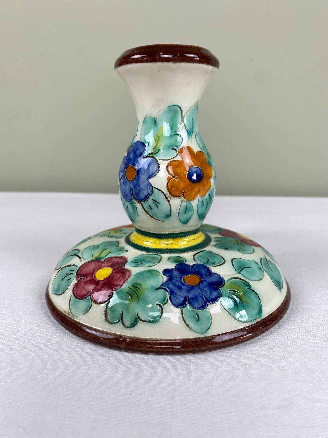 Decorated ceramic candle holder
