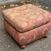 Solid wood and fabric club chair with footrest