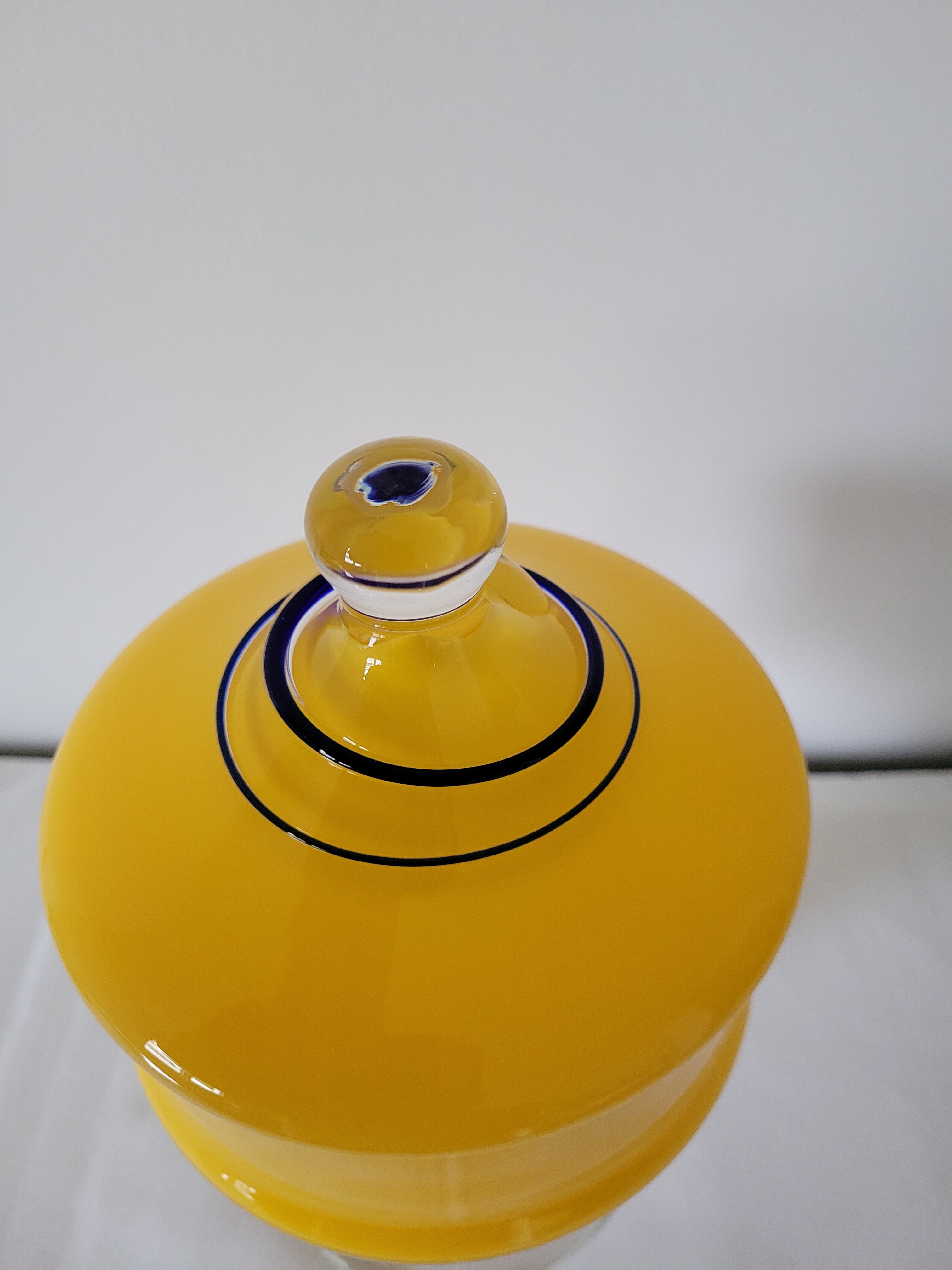 Yellow glass candy pot