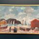 Original Swedish Oil on Canvas – “Coastal Village” by Eric Lo – Signed – Vintage & Framed