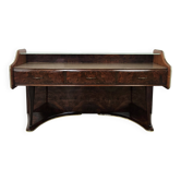 Burl wood dressing table with double glass shelf