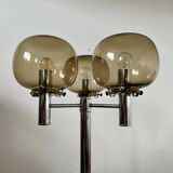 Old 3-light chrome and smoked glass floor lamp Italian design from the 70s vintage