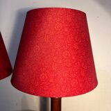 Paire de lampes colonnes en bois massif