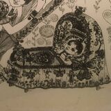 Illustration/signed paper print, framed, 60s/70s