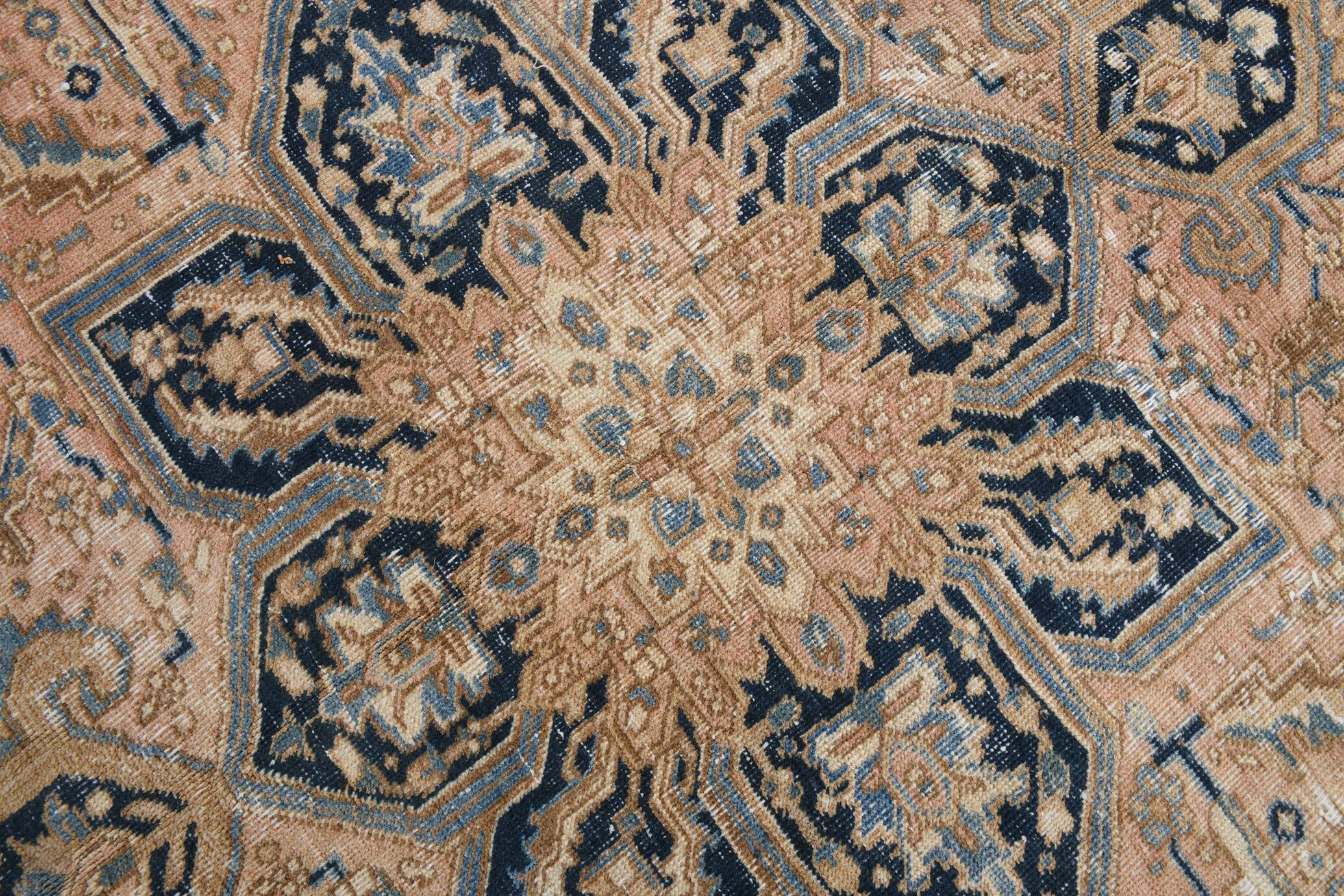 Vintage Cream & Navy Blue Persian Rug, 213x298Cm