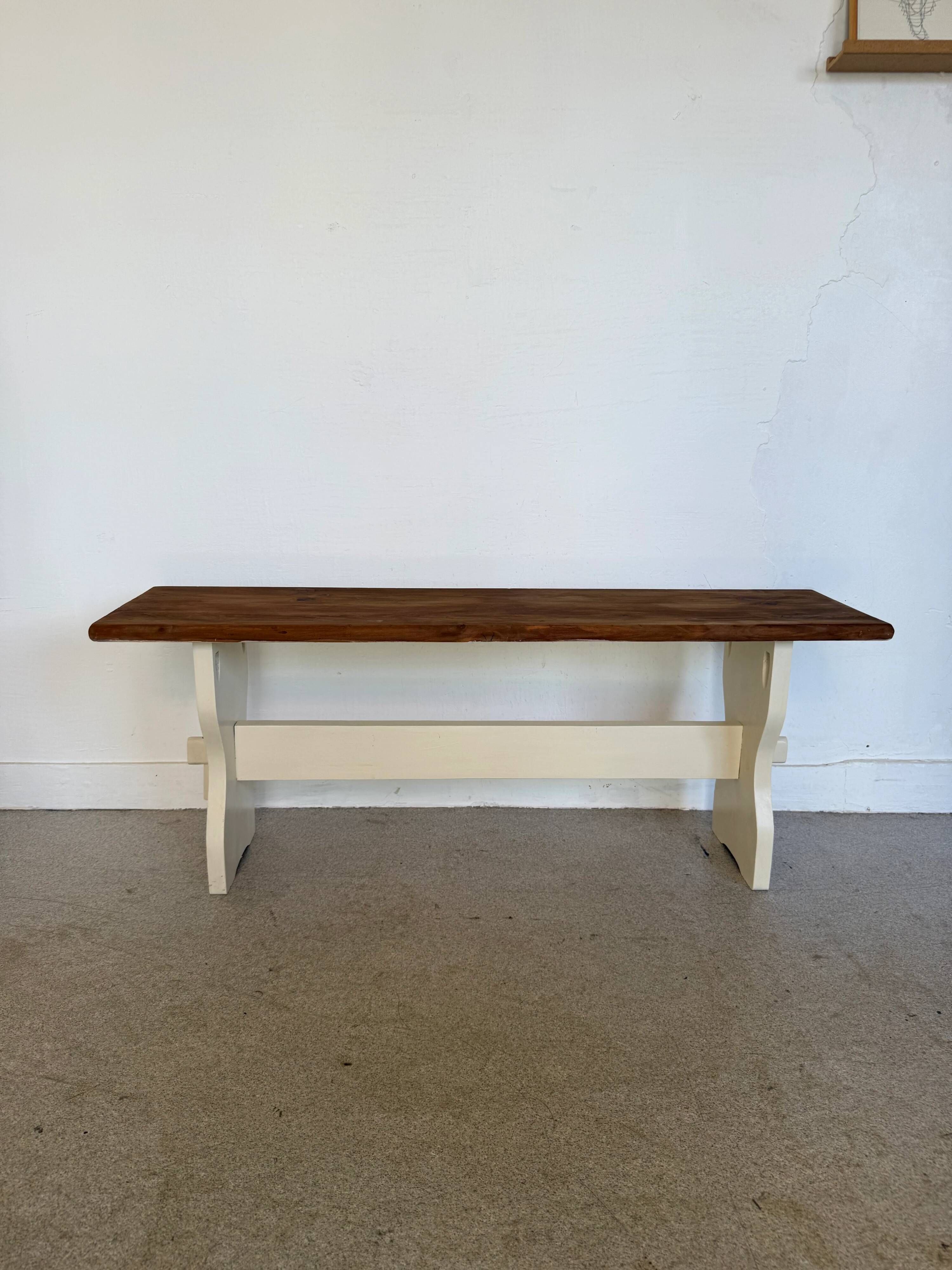 Vintage farmhouse bench made of solid wood