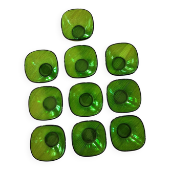 10 coupelles en verre Vereco vert