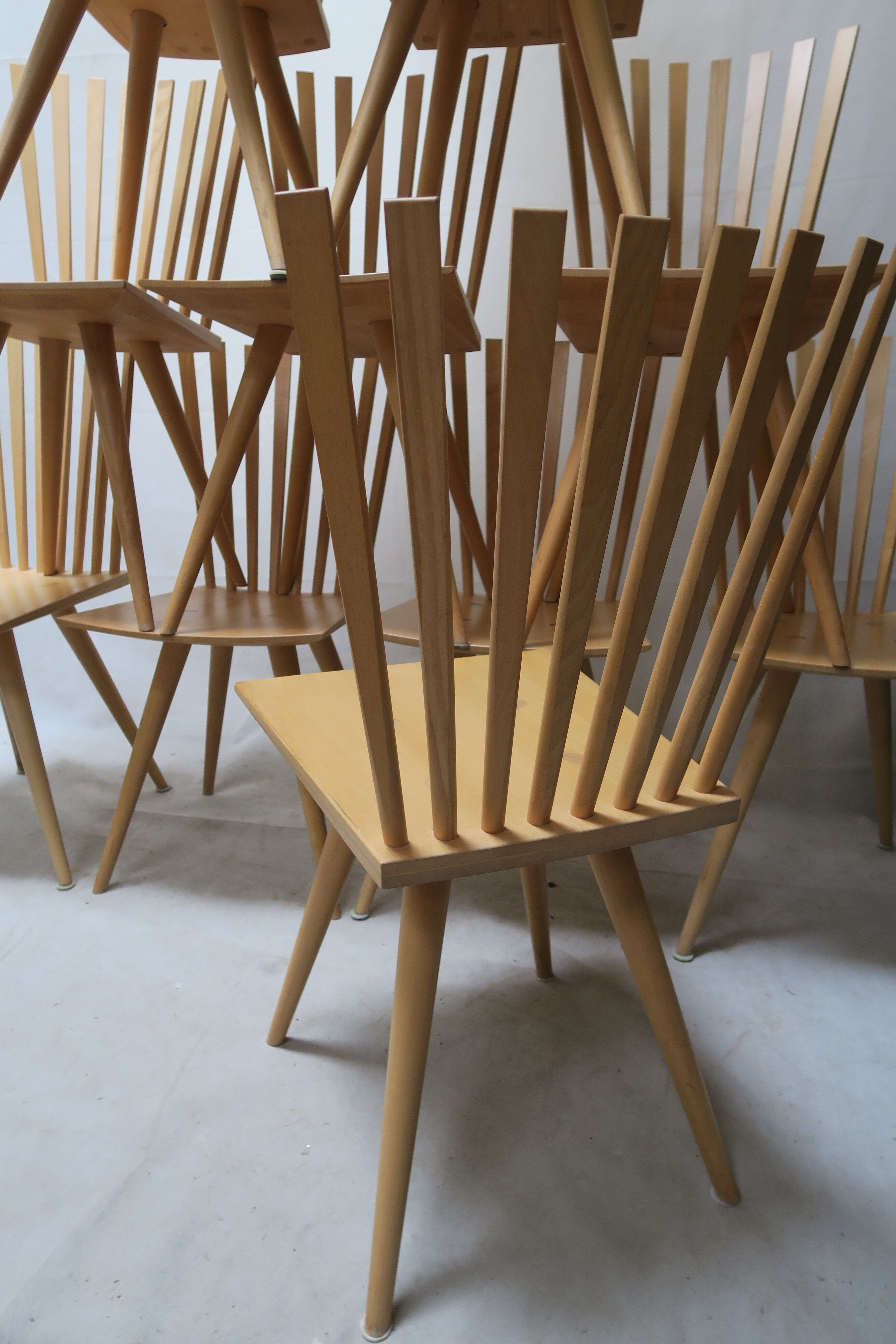Set of 10 "Mikado" chairs by Johannes Foersom and Peter Hiort-Lorenzen , Dk '90s