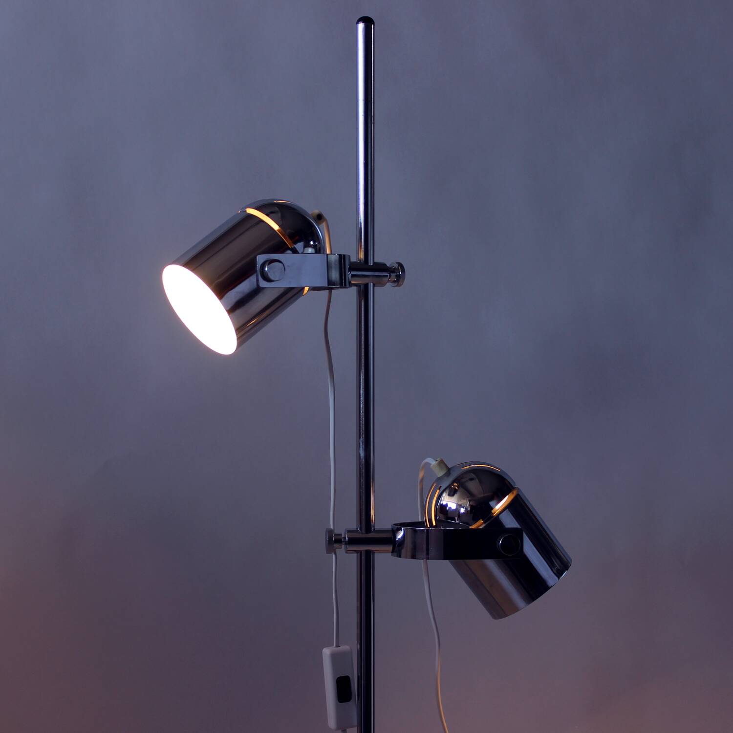 Vintage Combi Lux Chrome Double Spotlight Floor Lamp, Czechoslovakia, 1970s