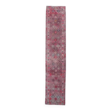 1960s - Vintage Turkish Hand-Knotted Herki Runner Rug - 75x365