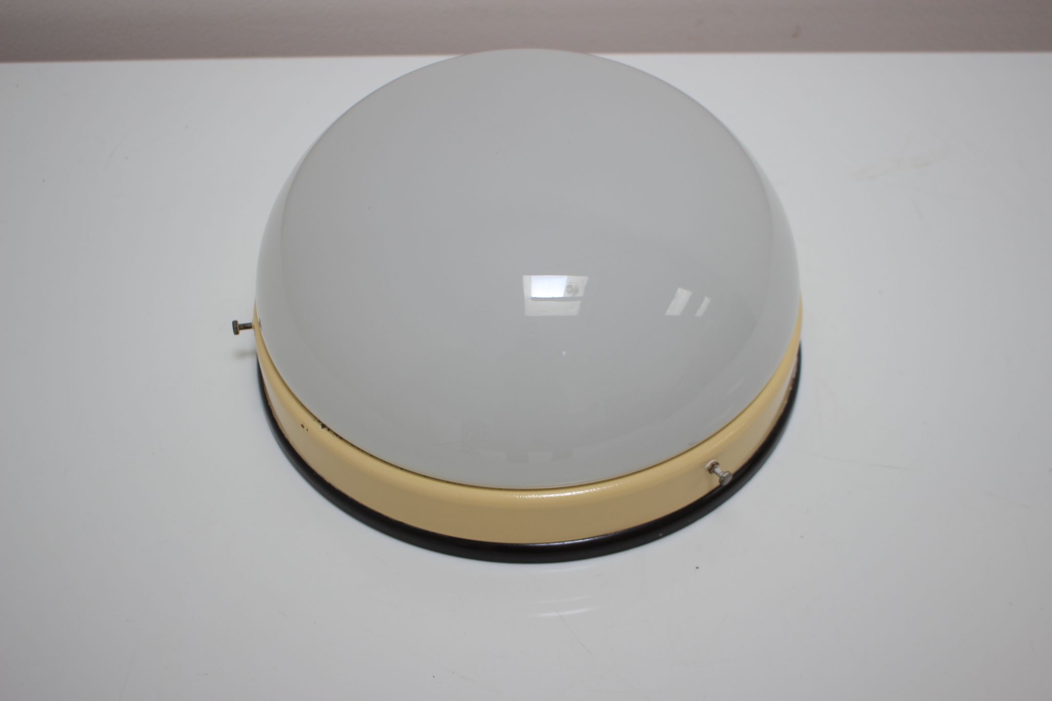 Midcentury Glass Ceiling Lamp, Flush Mount or Wall Lamp, 1960s