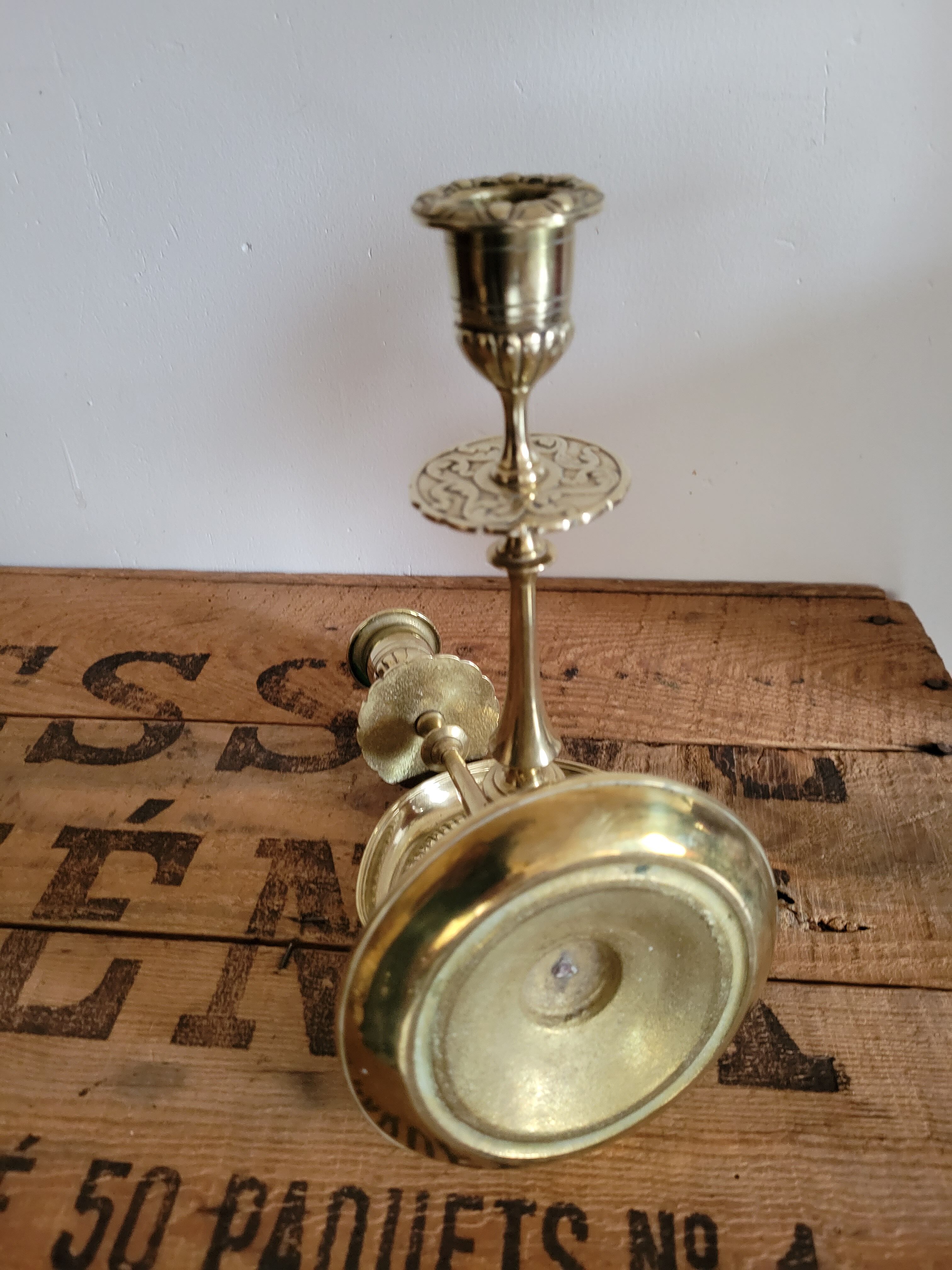 Pair of brass candle holders