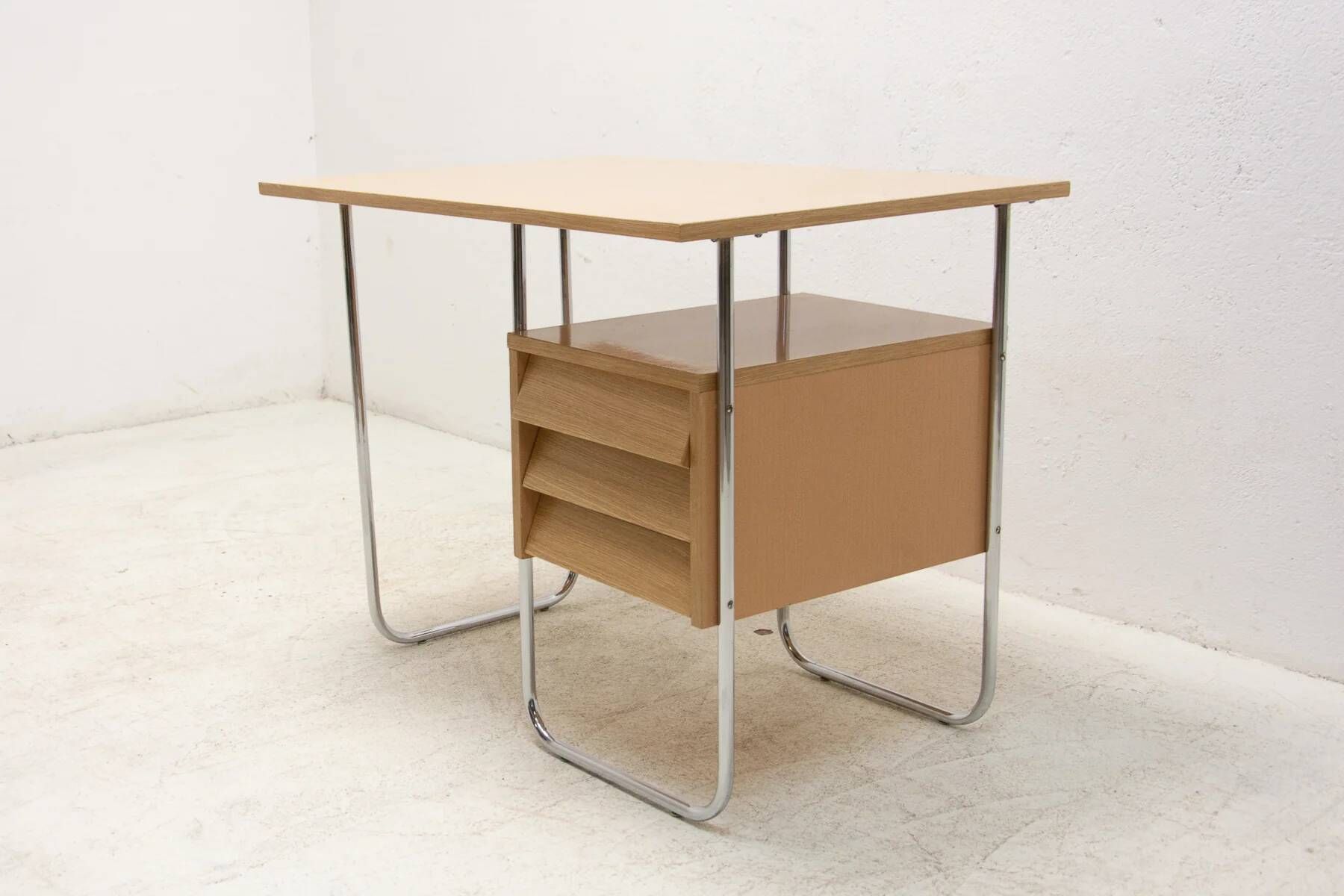 Writing desk, mid-century chrome and formica desk, 1950s, Czechoslovakia