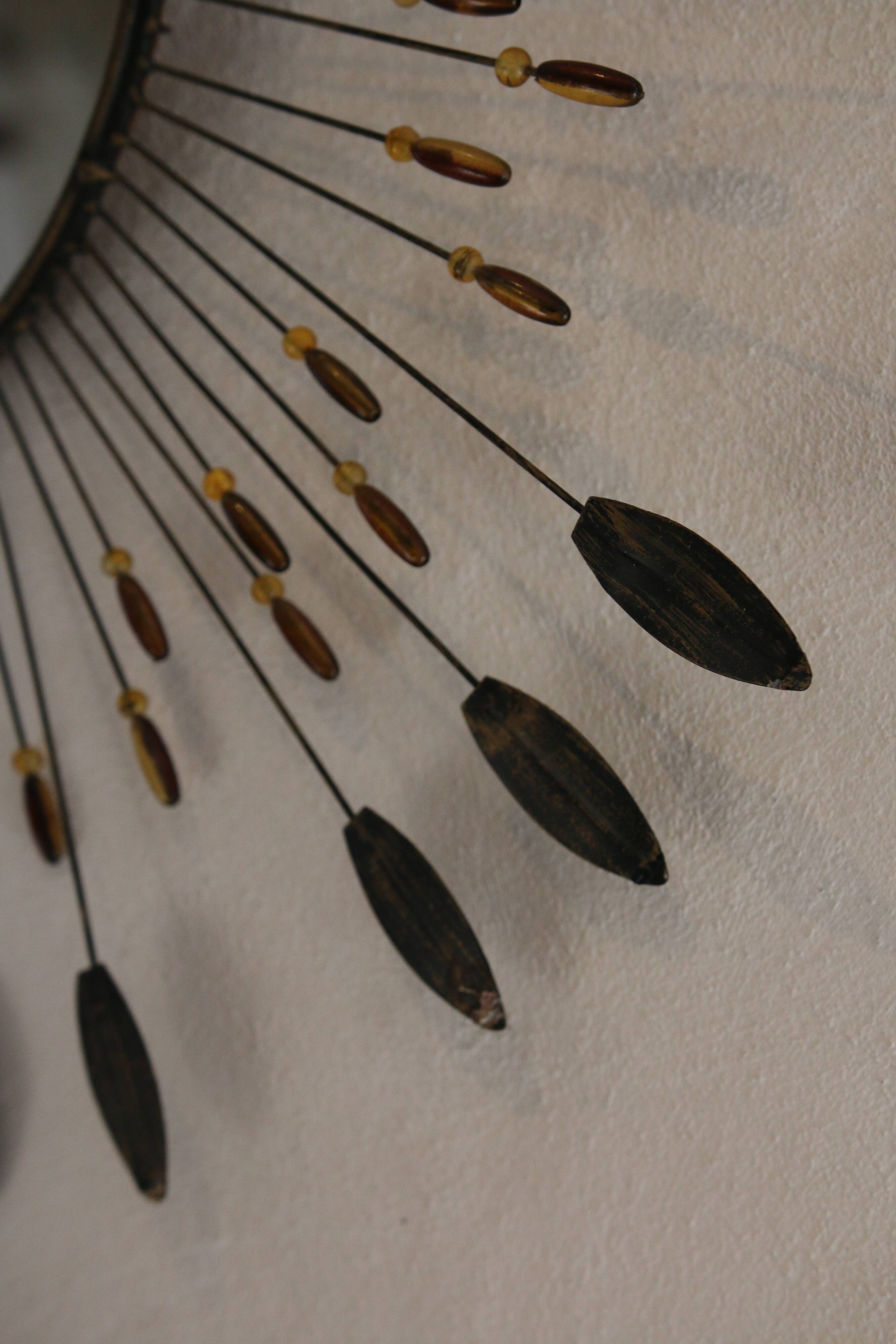 Vintage metal sun mirror, 1970s-1980s