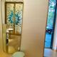 Medium Rectangular Mirror Mid-Century Style Rounded Edges and Embossed Brass Frame