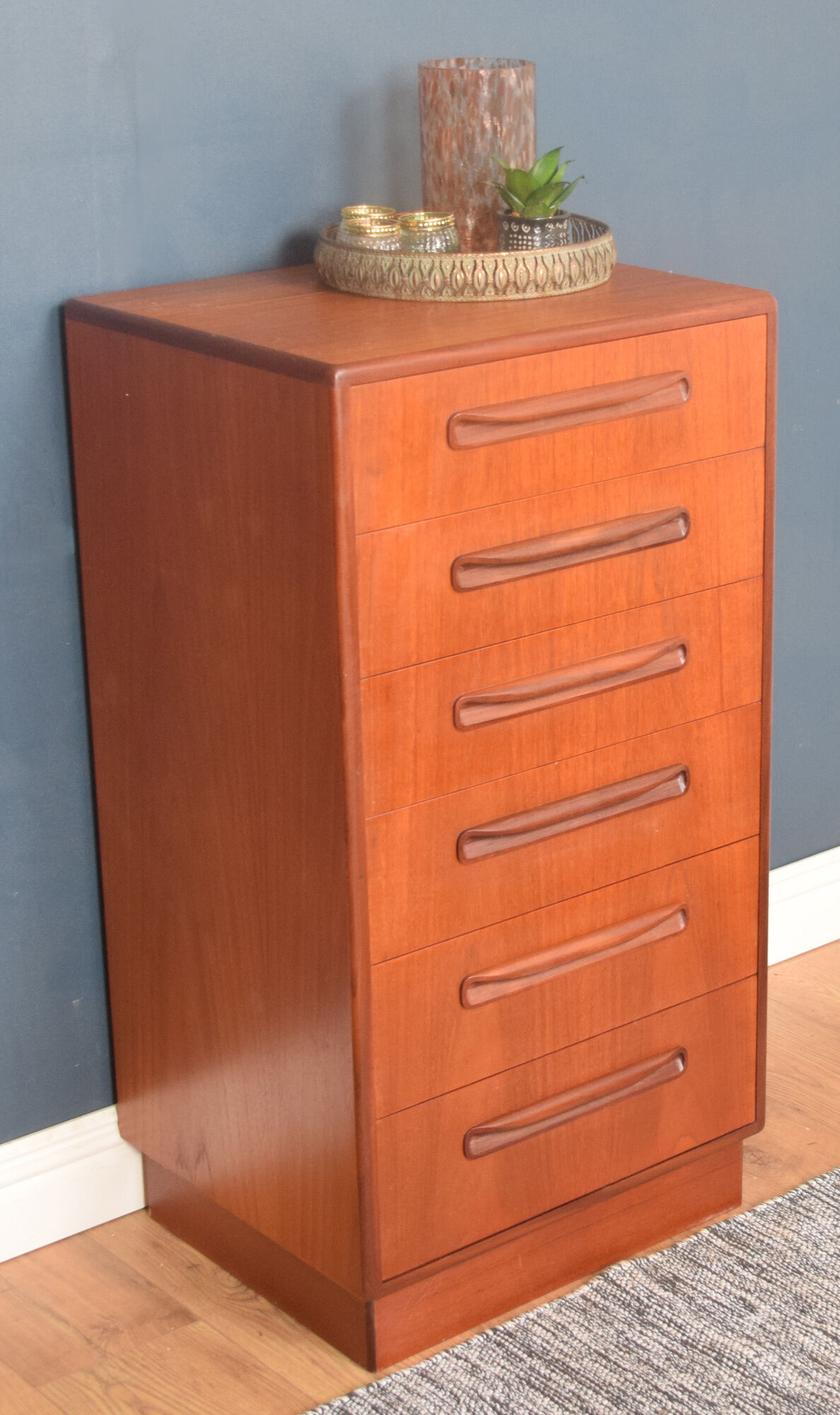Restored Teak G Plan Fresco Tallboy Tall Chest Of Drawers