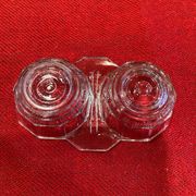 Retro salt and pepper shaker set, made of molded glass