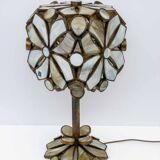 Rare Brutalist Italian Glass Paste and Wrought Iron Table Lamp by Longobard