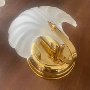 Pair of vintage polished glass shell sconces