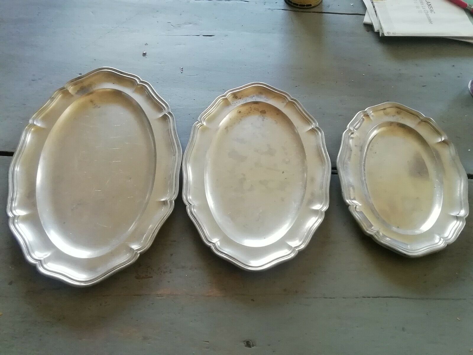 SET OF 3 DISH IN ETAIN 18th