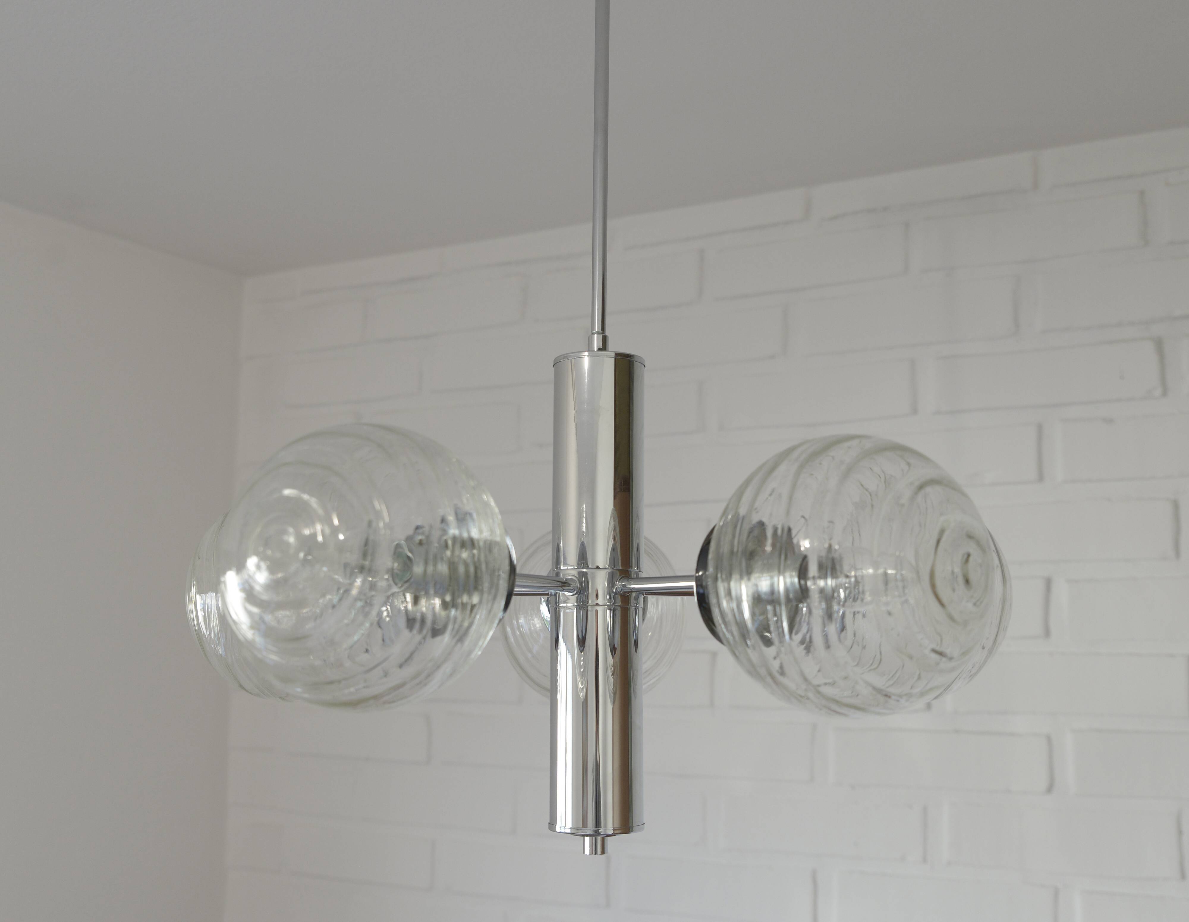 Vintage Pendant Light / Mid Century Modern Sputnik / Chrome Hanging Lamp