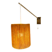 Grand lampadaire en sisal avec bras en métal, Suède années 1960.