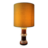 Vintage table lamp rosewood crystal glass 1960s Fagerlund