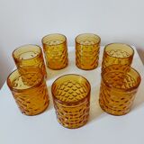 7 amber vintage pernod glasses