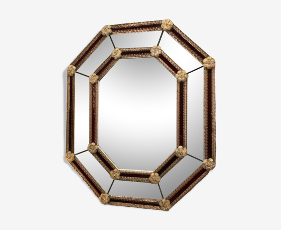 Miroir en verre de Venise époque vintage 71x87cm