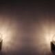 Pair of wall lamps 70 Italy chrome and pressed molded glass