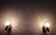 Pair of wall lamps 70 Italy chrome and pressed molded glass