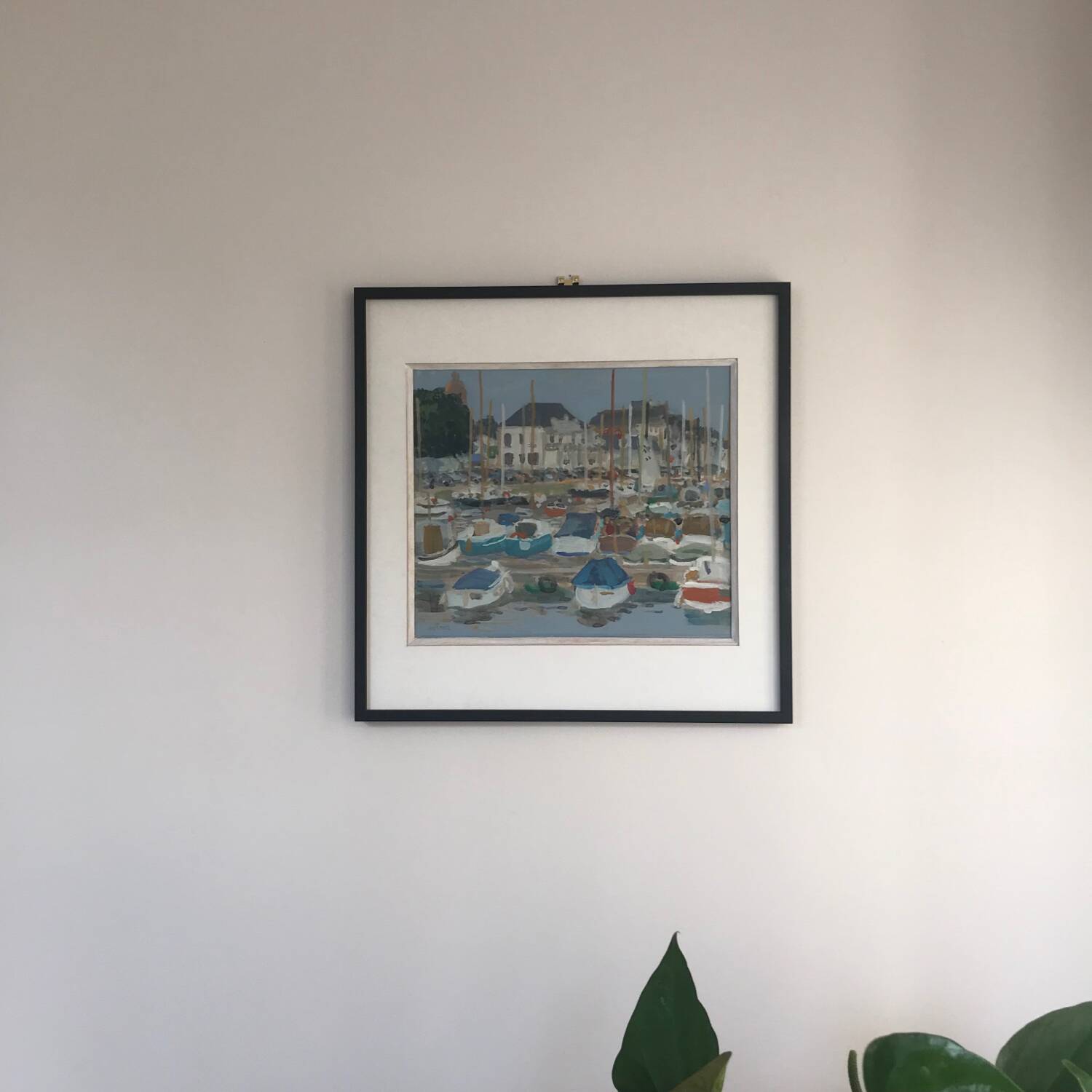 Gouache by Henri REITER (born in 1938). Normandy port.