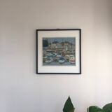 Gouache by Henri REITER (born in 1938). Normandy port.