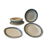 5 plats en faïence bleue ancienne Longchamp 1930 modèle Marcel