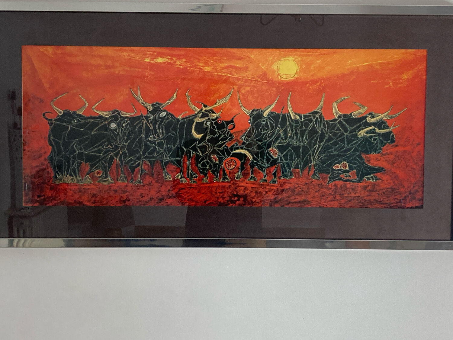 Tableau de taureaux années 70