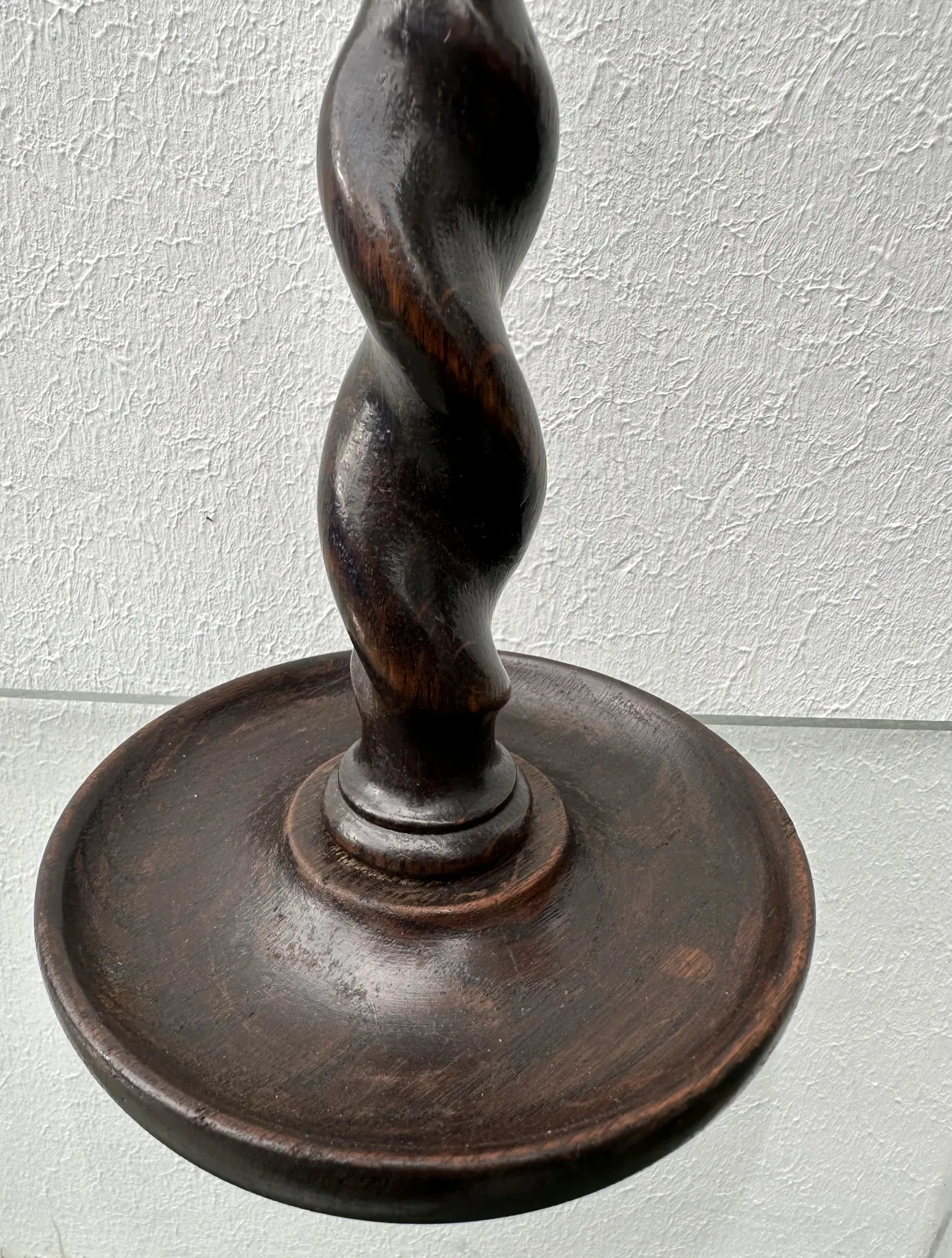 Pair of English oak Barley Twist candlesticks