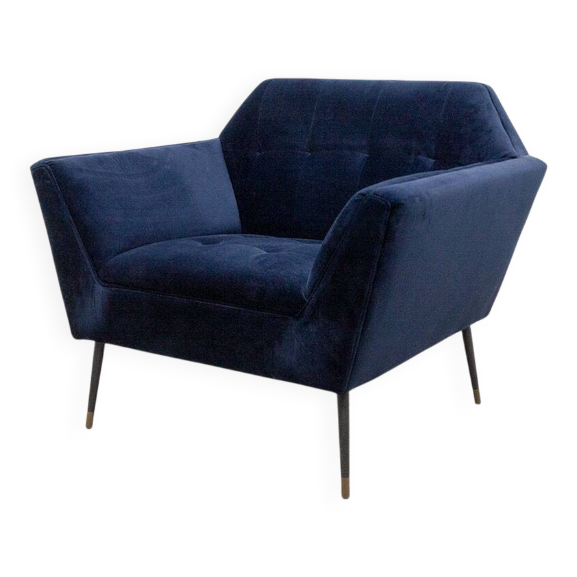 Fauteuil Dutchbone en velours bleu profond