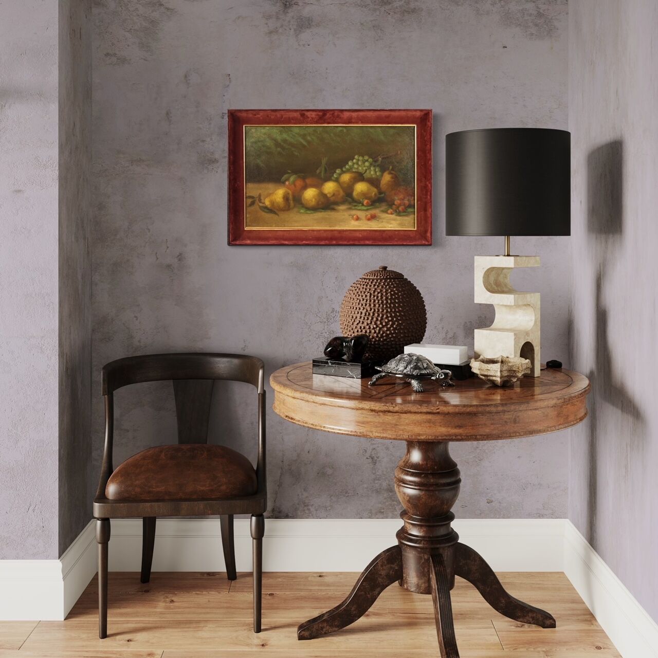 Italian signed painting still life with fruit from the 20th century