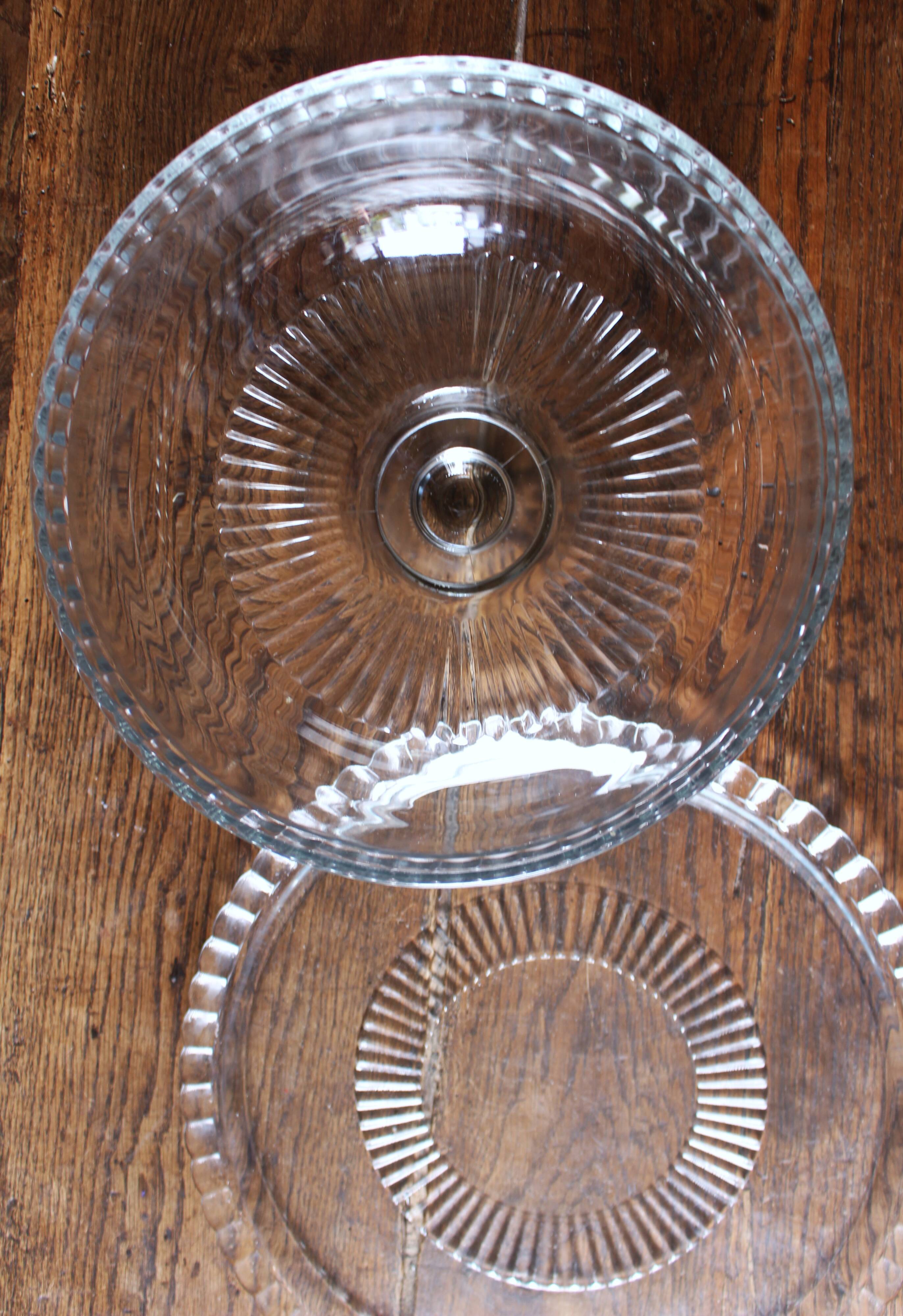 Large glass bell jar and its vintage cheese dessert plate.