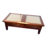 Walnut and rattan coffee table