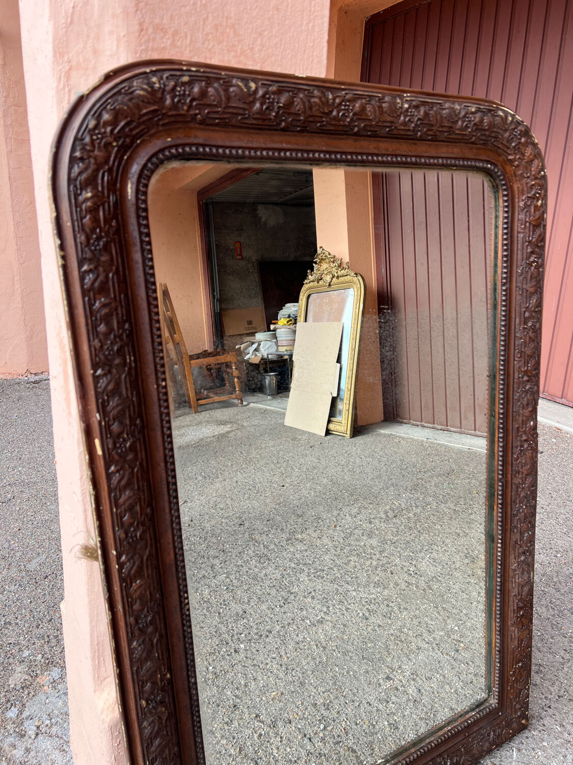 Large brown Louis mirror