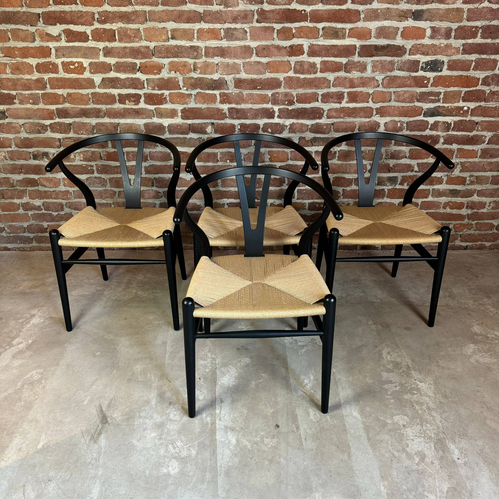 Set of four CH24 Hans J. Wegner for Carl Hansen, Wishbone chairs. Denmark 1960