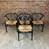 Set of four CH24 Hans J. Wegner for Carl Hansen, Wishbone chairs. Denmark 1960