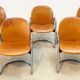 Set of eight cognac leather Dialogo Dessau dining chairs by Afra E Tobia Scarpa