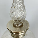 Blown glass carafe and silver frame