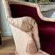 Napoleon III period chaise longue in burgundy velvet with floral decoration -